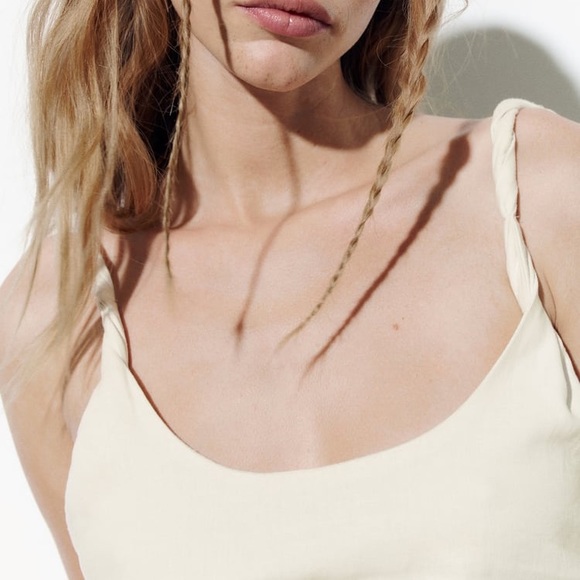 Zara Linen Blend Midi Dress L - Picture 4 of 12